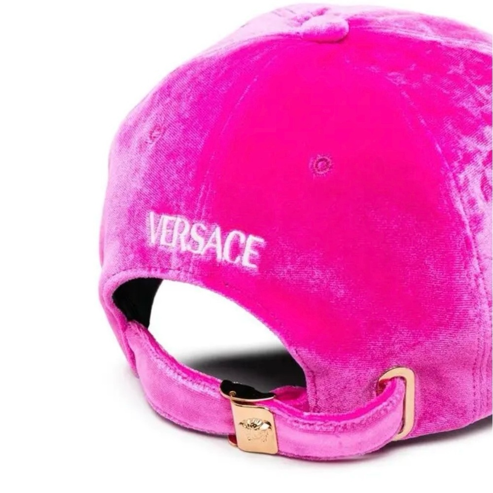 NWT VERY VERSACE VELVET PINK 59 SLIP-ON ADJUSTABLE BASEBALL CAP MADE IN ITALY - Picture 4 of 15